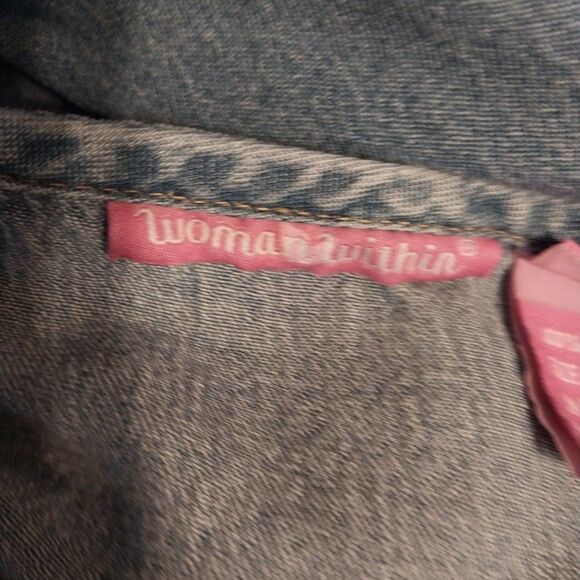 Woman Within Denim Dress Plus Sz 32WP Blue Prairie Grandmacore Country Farmhouse - Picture 5 of 6